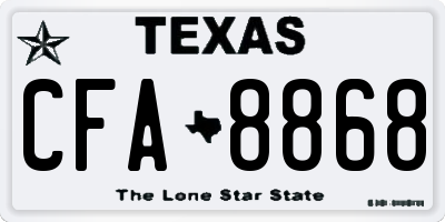 TX license plate CFA8868