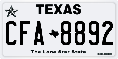 TX license plate CFA8892