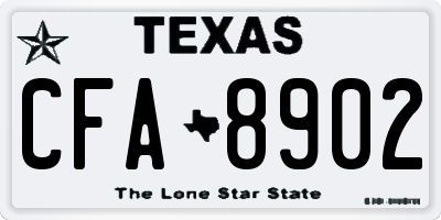 TX license plate CFA8902