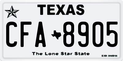 TX license plate CFA8905