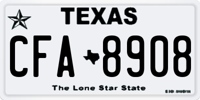 TX license plate CFA8908