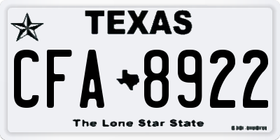 TX license plate CFA8922
