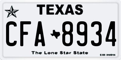 TX license plate CFA8934