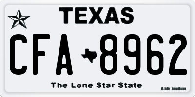 TX license plate CFA8962