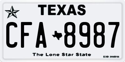 TX license plate CFA8987