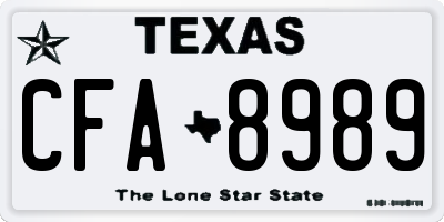 TX license plate CFA8989