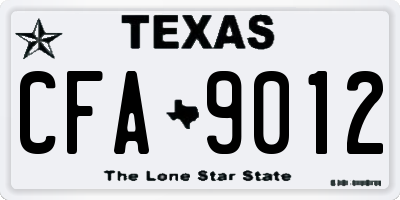 TX license plate CFA9012