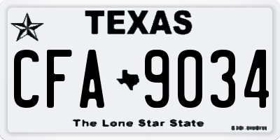 TX license plate CFA9034