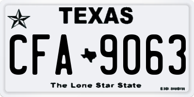TX license plate CFA9063