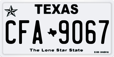 TX license plate CFA9067