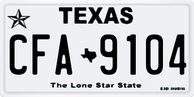 TX license plate CFA9104