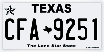 TX license plate CFA9251