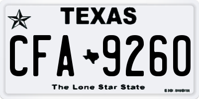TX license plate CFA9260