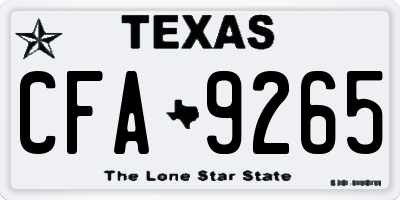 TX license plate CFA9265