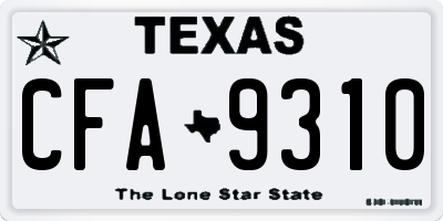 TX license plate CFA9310