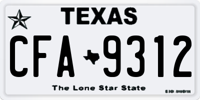 TX license plate CFA9312