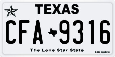 TX license plate CFA9316