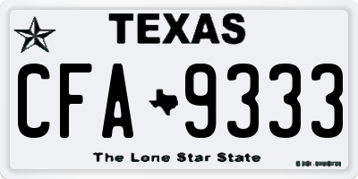 TX license plate CFA9333