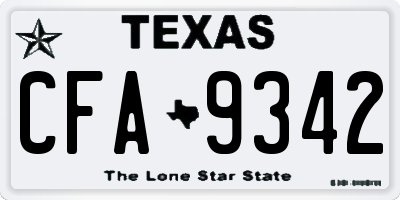TX license plate CFA9342