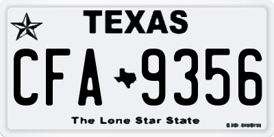 TX license plate CFA9356