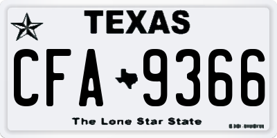 TX license plate CFA9366