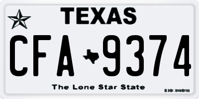 TX license plate CFA9374