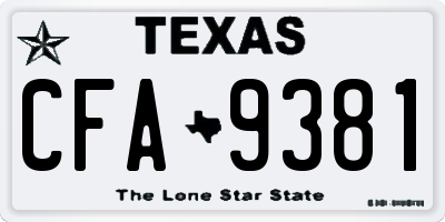 TX license plate CFA9381