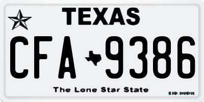TX license plate CFA9386
