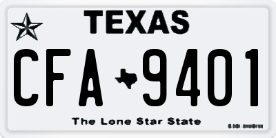 TX license plate CFA9401