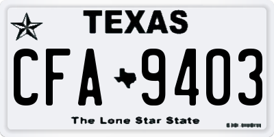 TX license plate CFA9403