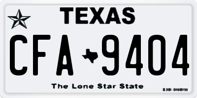 TX license plate CFA9404