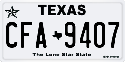TX license plate CFA9407