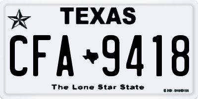 TX license plate CFA9418