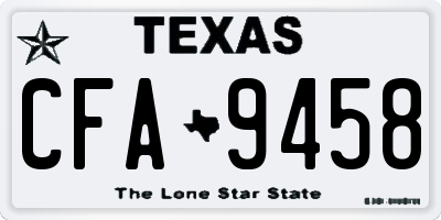 TX license plate CFA9458