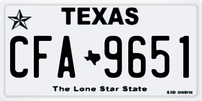 TX license plate CFA9651