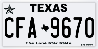 TX license plate CFA9670