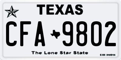 TX license plate CFA9802