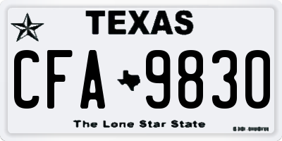 TX license plate CFA9830