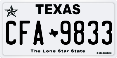 TX license plate CFA9833