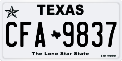 TX license plate CFA9837