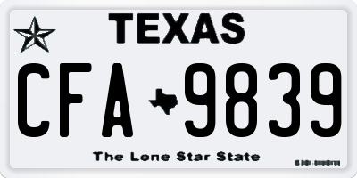 TX license plate CFA9839