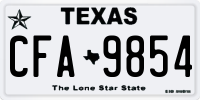 TX license plate CFA9854