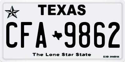 TX license plate CFA9862