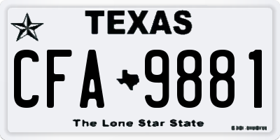 TX license plate CFA9881