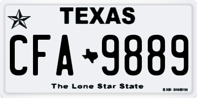 TX license plate CFA9889