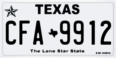 TX license plate CFA9912