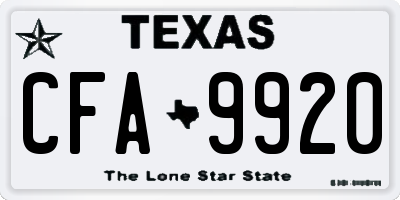 TX license plate CFA9920