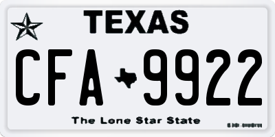TX license plate CFA9922