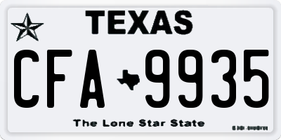 TX license plate CFA9935