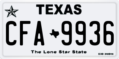 TX license plate CFA9936